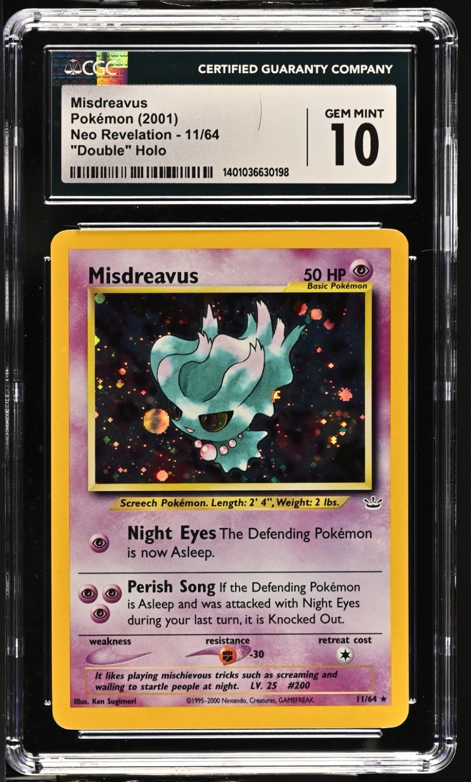 2001 Misdreavus – Holo Rare – Neo Revelation - 11/64 – CGC 10 Gem Mint