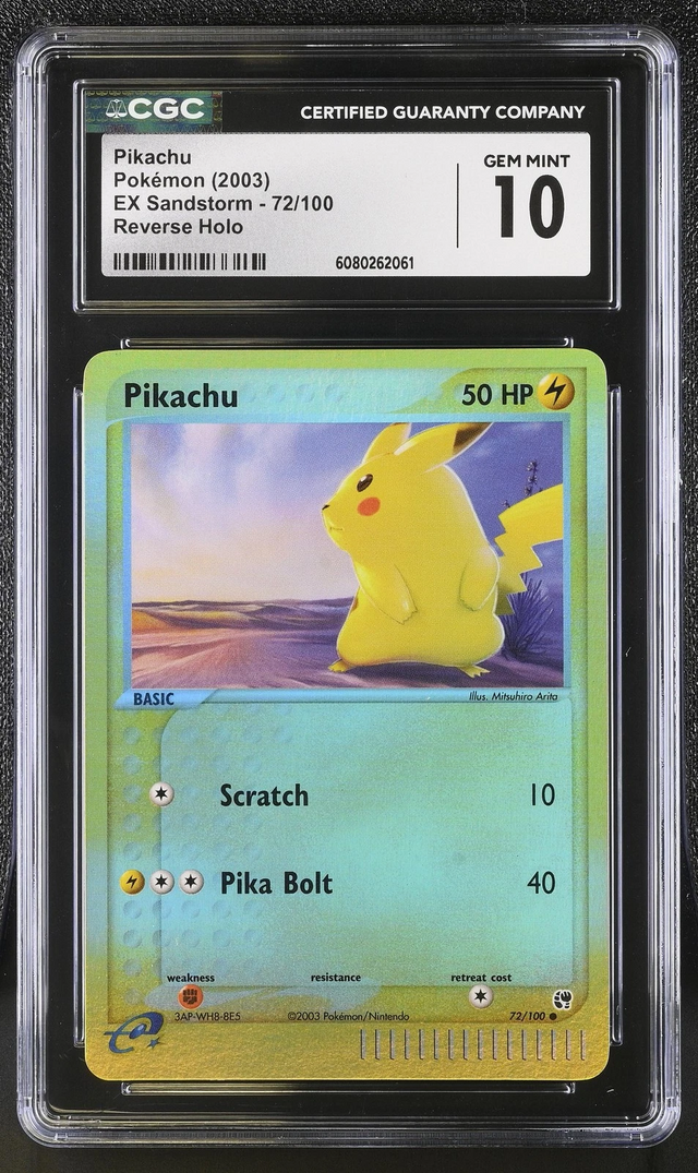 2003 Pikachu – Reverse Holo – EX Sandstorm 72/100 – CGC 10 Gem Mint