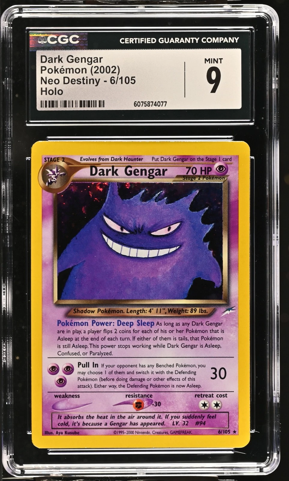 Dark Gengar – 2002 Holo Rare – Neo Destiny 6/105 – CGC 9 Mint