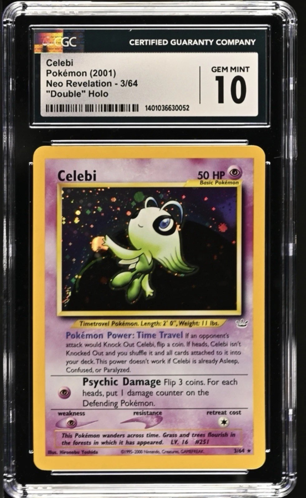 Celebi – 2001 Holo Rare – Neo Revelation – 3/64 – CGC 10 Gem Mint