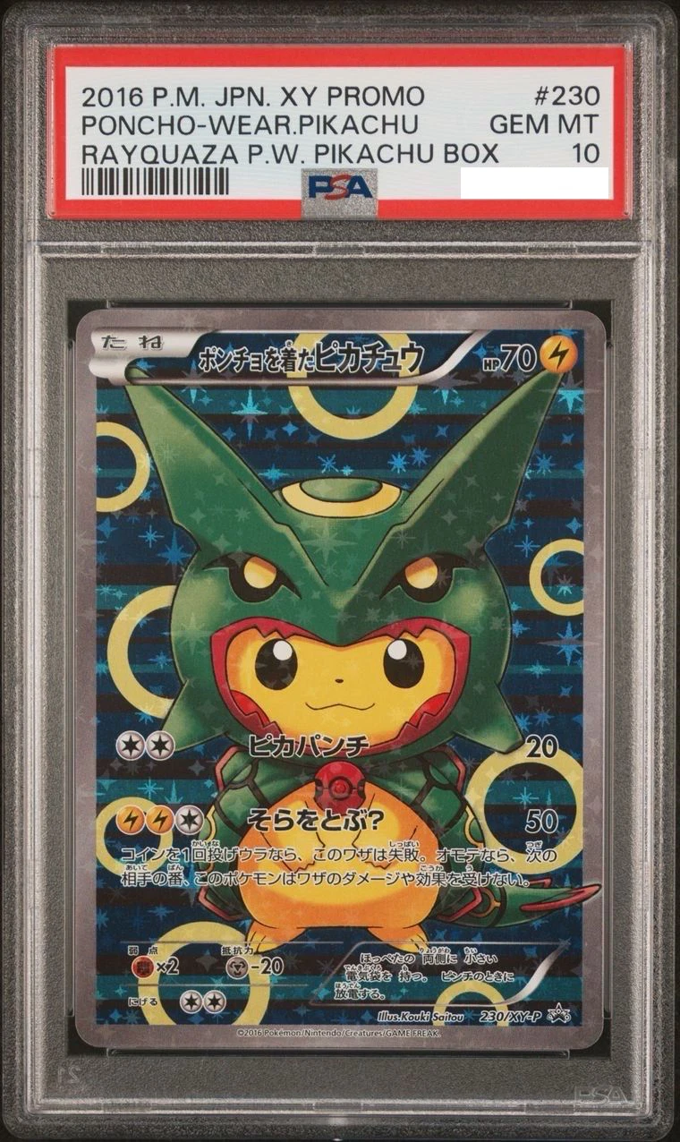 Poncho-Wearing Pikachu (Rayquaza) – 2016 Promo – 230/XY P – PSA 10 Gem Mint